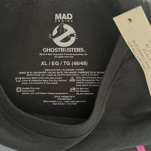 NWT Ghostbusters Black/Pink Neon Logo Tshirt (XL) 80s Movies - Picture 3 of 3